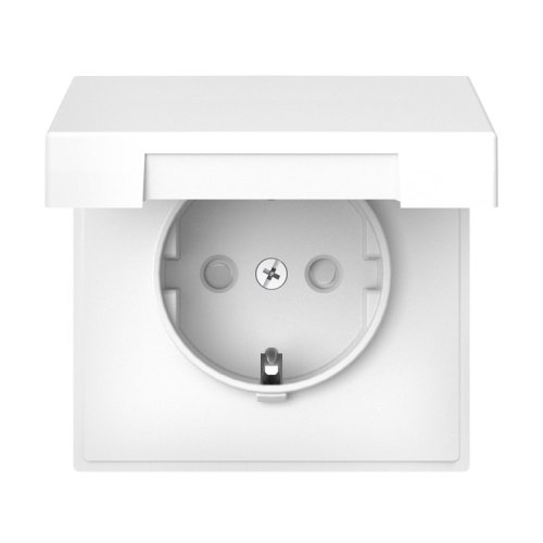 Розетка с заземлением без рамки Systeme Electric ArtGallery 1-м. крышка шторки IP44 белый картинка